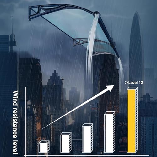 Auvent de porte 120x120 anti-pluie avec auvent incurvé haute charge 150 kg