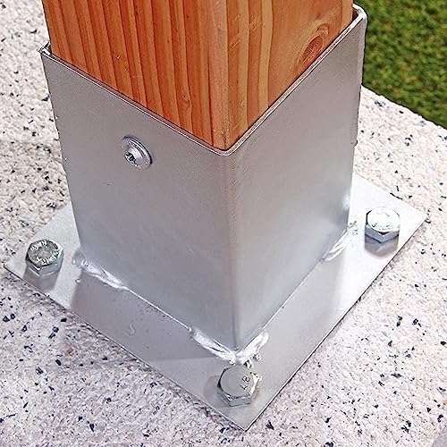 Anclaje de Poste de Acero Inoxidable de Alta Resistencia para terrazas de hormigón/Madera, pérgolas, buzones y Soportes de barandilla, 120 x 120 mm (4,7 x 4,7 Pulgadas)