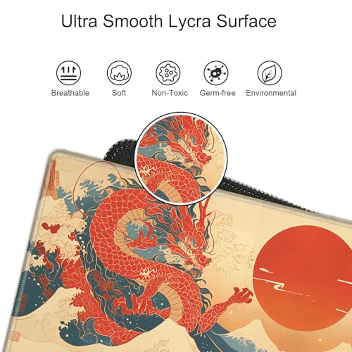 Image of Gaming Mouse Pad Large Mousepad Dragon Desk Mat XXL Big Desk Pad Rubber Base Computer Pad with Stitched Edges Mouse Mat for Work Game Home Office