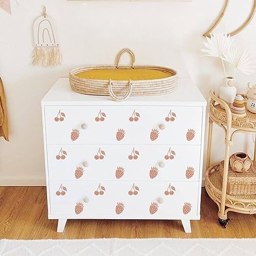 Boho Strawberry Wall Decals Retro Cherry Wall Stickers Removable Peel and Stick,Cartoon Vinyl Waterproof Stickers for Baby Nursery Kids Girls Bedroom Bathroom Living Room Home Decoration(P61) - Image 3
