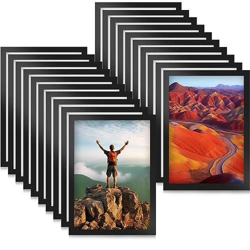 20PCS A4 Magnetic Photo Frames Self Adhesive Magnetic Picture Frame Magnetic Poster Frame Magnetic A4 Paper Display Frame for Paintings Photos Notices Certificate Poster(Black)