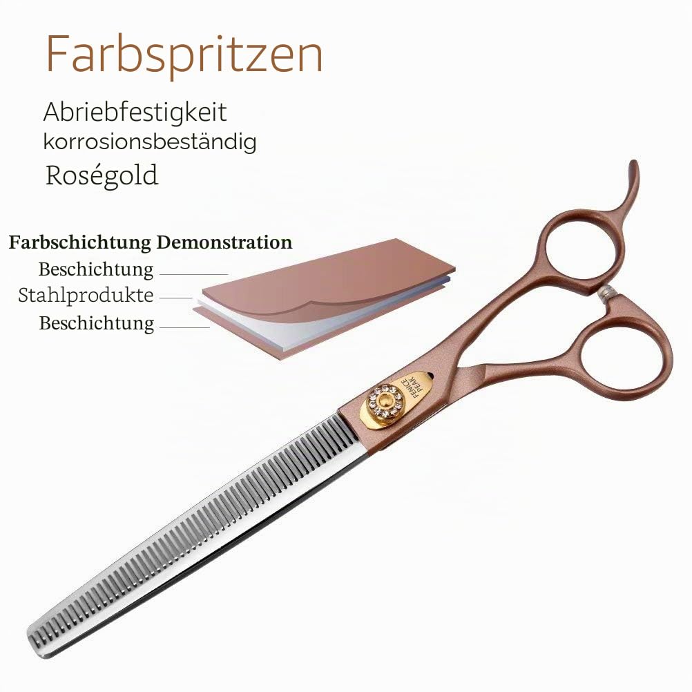 Professionelle Effilierschere für Hunde und Katzen, 1,2 cm, Fellpflegeschere aus 440C-Edelstahl, Effilierschere für Hunde, 50/56 Zähne