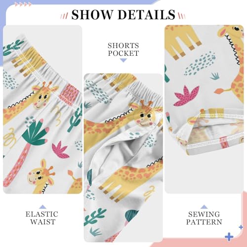 ZZXXB Lovely Giraffe and Tree Boys Long Pants Soft Trousers Elastic Waist Kids Lounge Bottoms with Pockets S-XL4