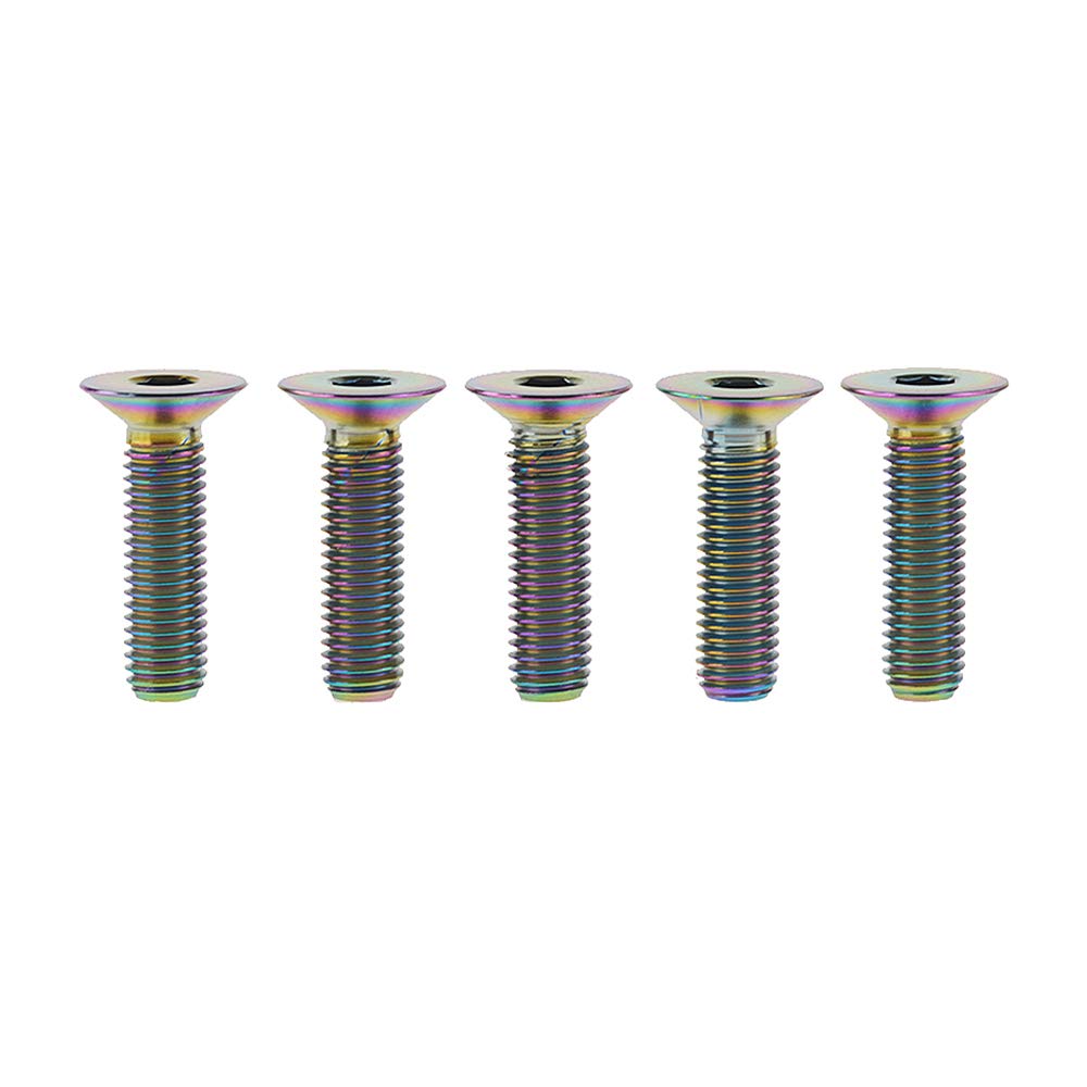DWAMMEBRS Bolts DIN7991 M6x10 12 15 20 25 30 35 40 45mm Countersunk Hex Socket Screws Pack of 5(Rainbow,M6x20mm)