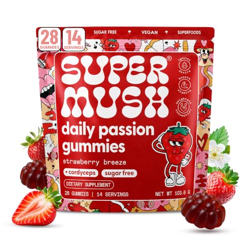SuperMush Daily Passion Gummies - Cordyceps Reishi & Maca Root - 28 Count