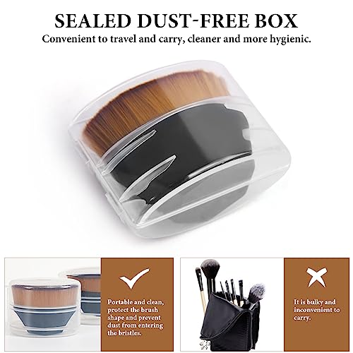 3 Stück Magic Foundation Brush, Flacher Foundation Pinsel Oval Make-up Pinsel Kabuki Flat Top Puder Gesicht Pinsels Groove Design mit Kasten (Schwarz)