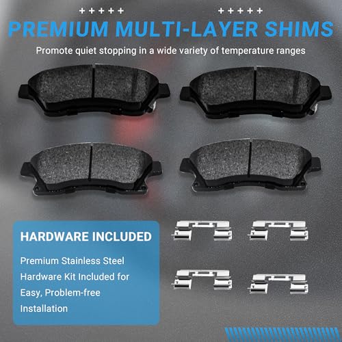 Image of Front Brake Pads Set Compatible with Chevy Cruze Limited Sonic, Chevy Cruze 1.4L 1.8L Automotive Replacement Brake Pads Semi-Metallic D1522