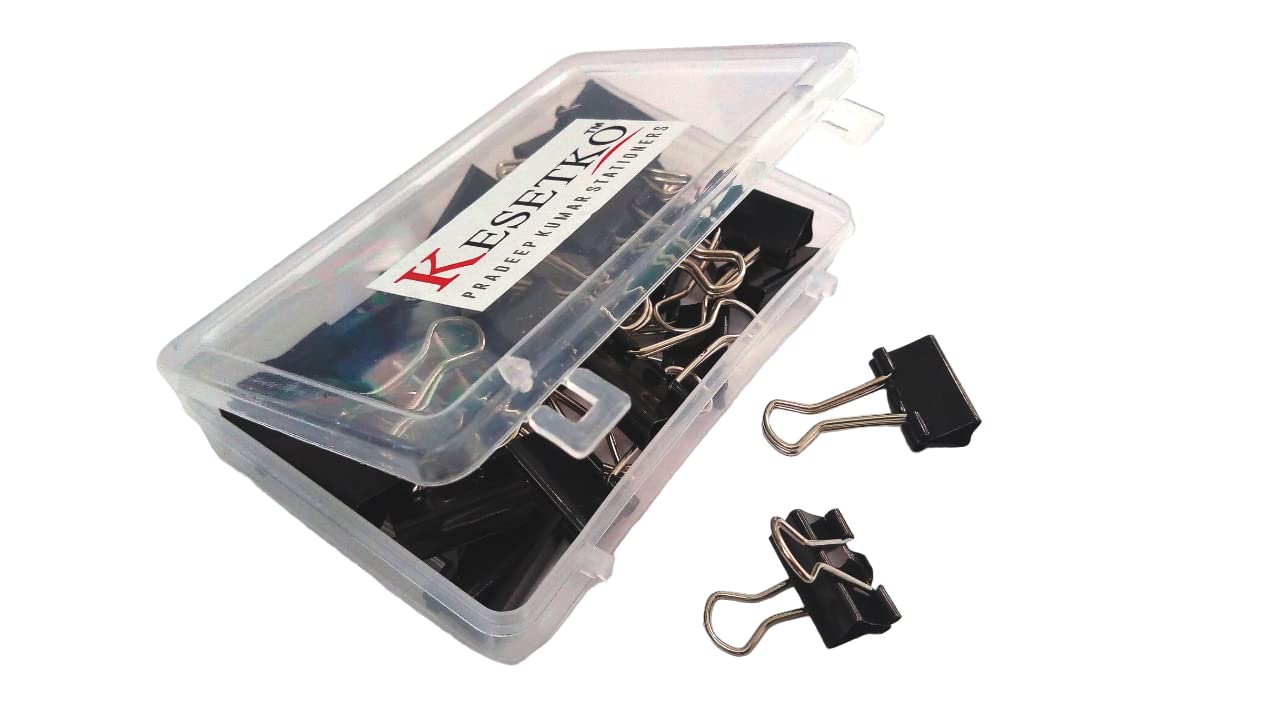 Metal Paper Binder Clips, Small Size 19mm Wide Each Paper Clips, (Box of 24 Piece) Daily Use for Holding Papers, Office, Shop, Home, School Supply