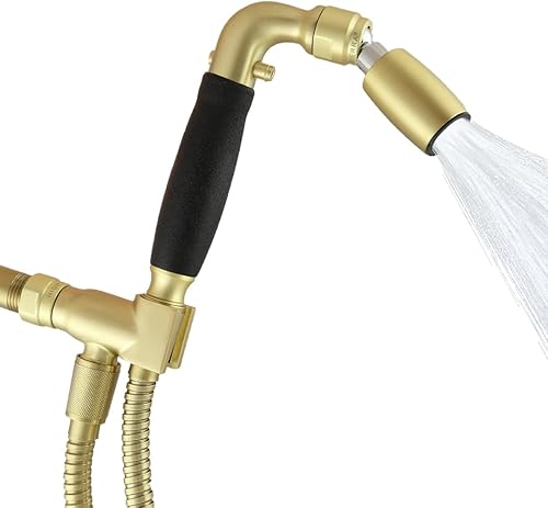 Miniatura 10 de High Sierra - Kit de cabezal de ducha de mano de metal sólido con agarre antideslizante. Incluye cabezal de ducha de mano, válvula de goteo,