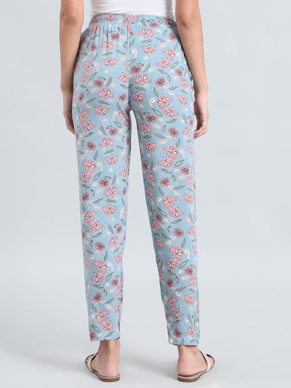 Image of GO COLORS Women Printed Woven Viscose Mid Rise Lounge Pants