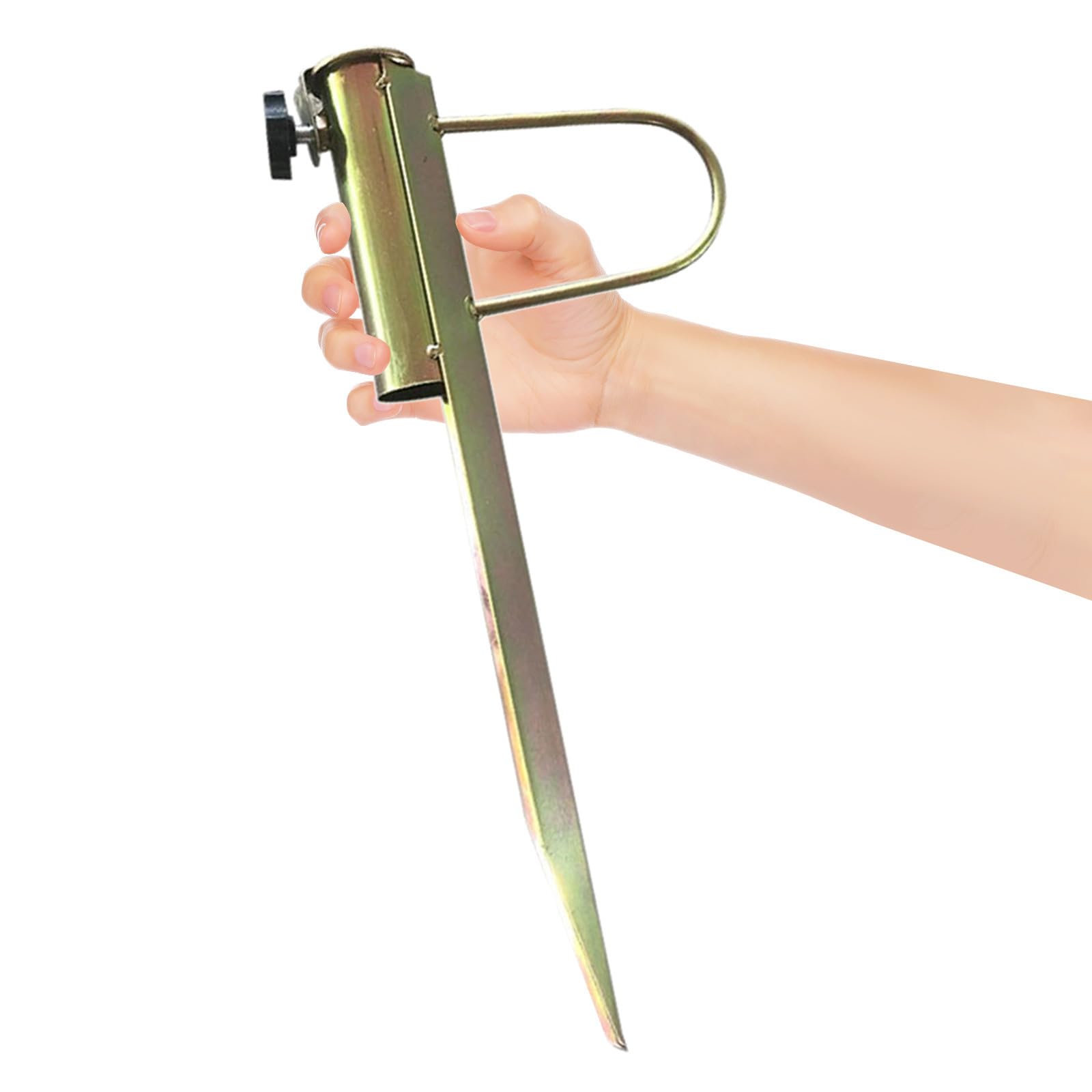 Base de parasol d'extérieur pour poteaux de 32 à 38 mm – Ancrage au sol robuste avec poignée et piquet portable pour la plage et la pelouse, support compact pour plus de stabilité