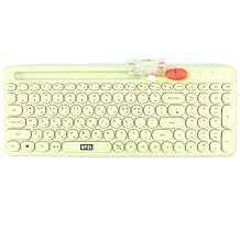Hamee BT21 My Little Buddy Series Bluetooth Wireless Keyboard [Quiet Mechanical Brown] [Cute Keyboard] Color Type Round Keycaps Tech Compatible with iPhone, iPad, Windows, Mac for Home Office - TATA