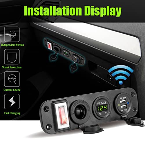 Cargador doble QC3.0 con voltímetro digital e interruptor inteligente 6