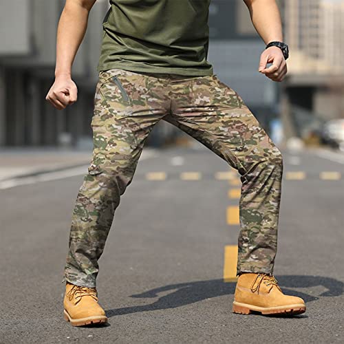 OIOLOYJM Military Cargo Pants for Men Hiking Relaxed Fit Work Waterproof Stretch Tactical Lightweight Outdoor Travel Pant