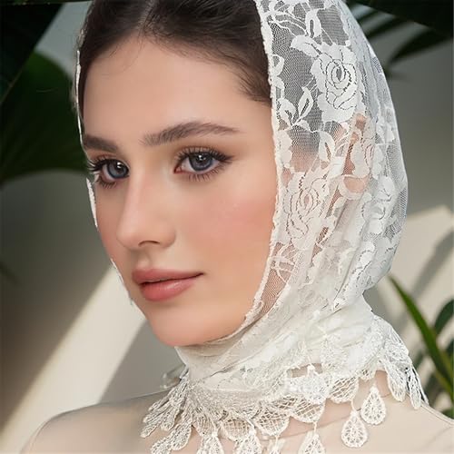 Mantilla de encaje con borlas velos católicos de novia chal formal para bodas 4