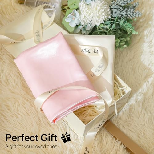 Image of MR&HM Satin Pillowcase for Hair and Skin, Silk Satin Pillowcase 2 Pack, Queen Size Pillow Cases Set of 2, Silky Pillow Cover with Envelope Closure (20x30, Champagne Striped)