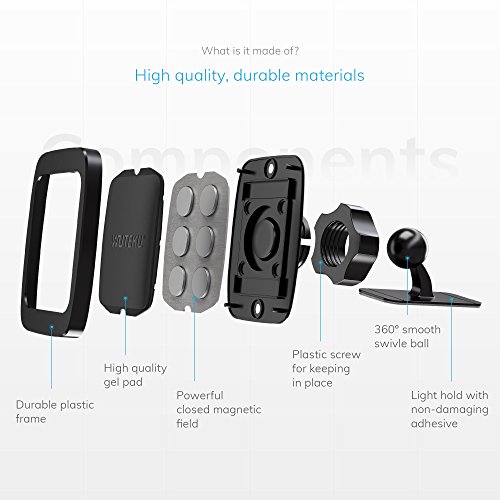 Wuteku Magnetic Cell Phone Dashboard Holder Kit for Car - Works on All Vehicles, Phones and Tablets - Compatible with Phones XR XS X 8 7 and Samsung S10 S9 S8 by Pro Driver - Strong 3M - Thumbnail 3
