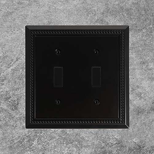 Image of Henne Bery Sunken Pearls Heavy Duty Decorative Wall Plate Switch Plate Outlet Cover (Double Toggle, Matte Black)