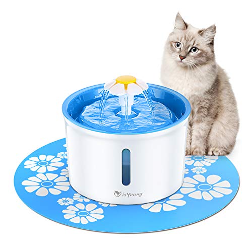 isYoung Cat Fountain 1.6L Automatic Pet Water Fountain Pet Water Dispenser, Dog/Cat Health Caring Fountain and Hygienic Dog Fountain (Blue)