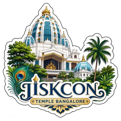 Image of Iskcon Temple Bangalore Theme Wooden Fridge Magnet Souvenir | 3x3 in Kitchen Home Decor Gift