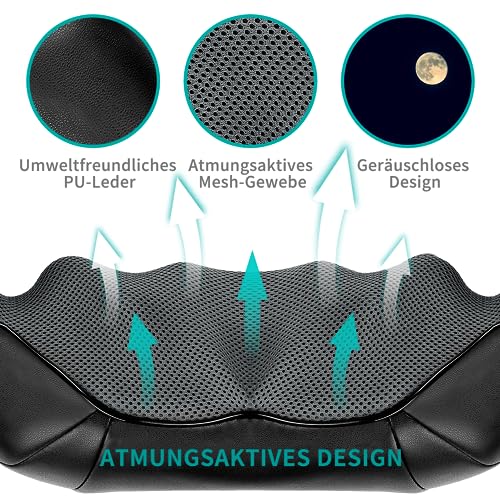 Nekteck Shiatsu Hals und Rücken Massager mit beruhigender Hitze, elektrische tiefe Gewebe 3D Kneten Massage Kissen für Schulter, Bein… – Ansicht 5