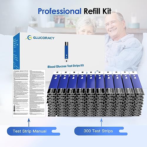 Glucoracy 300 Counts Blood Glucose Test Strips, Only Works with Glucoracy G-425-2/G-425 Blood Sugar Monitor, Self Diabetes Blood Glucose Home Monitoring, 6 Vials 50 Pieces Per Vial