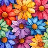 Flowers Diamond Art Kits for Adults, 5D Diamond Painting for Adult Beginners, DIY Full Drill Round Gem Painting Dot Art for Adults, Home Wall Decor 13.78x13.78 Inch