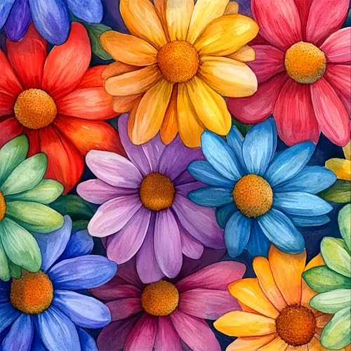 Flowers Diamond Art Kits for Adults, 5D Diamond Painting for Adult Beginners, DIY Full Drill Round Gem Painting Dot Art for Adults, Home Wall Decor 13.78x13.78 Inch