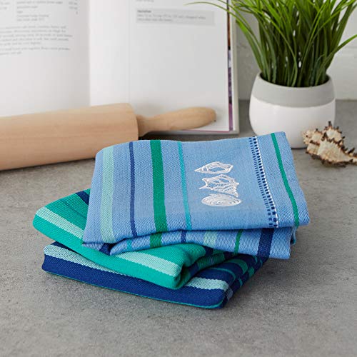 DII Fresh Catch Collection Kitchen Dishtowel Set, 18x28, Blue Sea, 3 Piece - Image 7