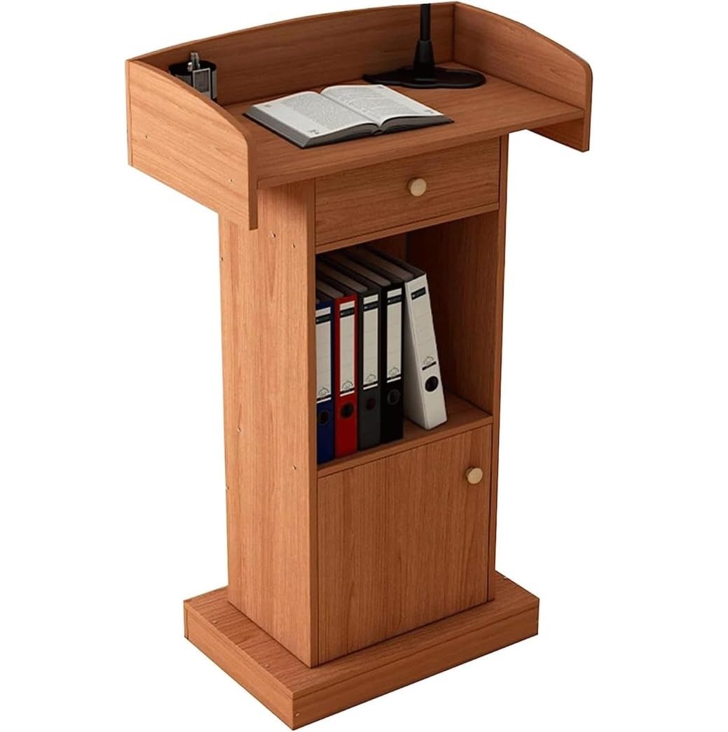 Regulowane podium z szufladą do przechowywania przenośna mównica na wydarzenia, konferencje i koncerty, regulowany stojak prezentacyjny 60 x 42 x 124 cm