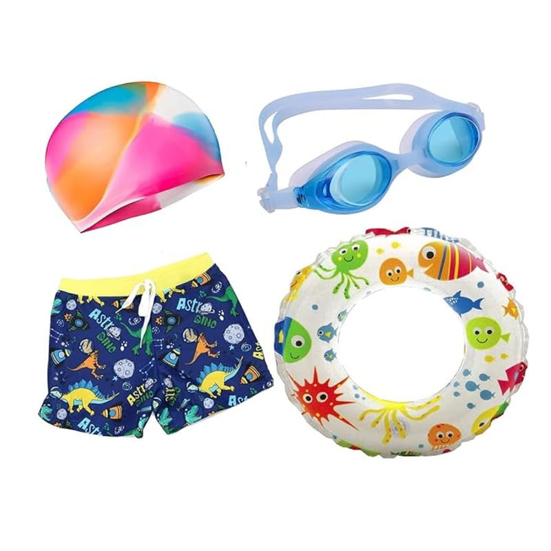 LEBAMI Swimming Kit for Kids Boys | Swim Trunks, Goggles, Swim Cap, Nose Clip, Ear Plugs,Swim Tube | Accessories for Swimming, Water Sports (Multicolor,6 Years - 8 Years) (B0BZKZJ3MM) Amazon Price History, Amazon Price Tracker
