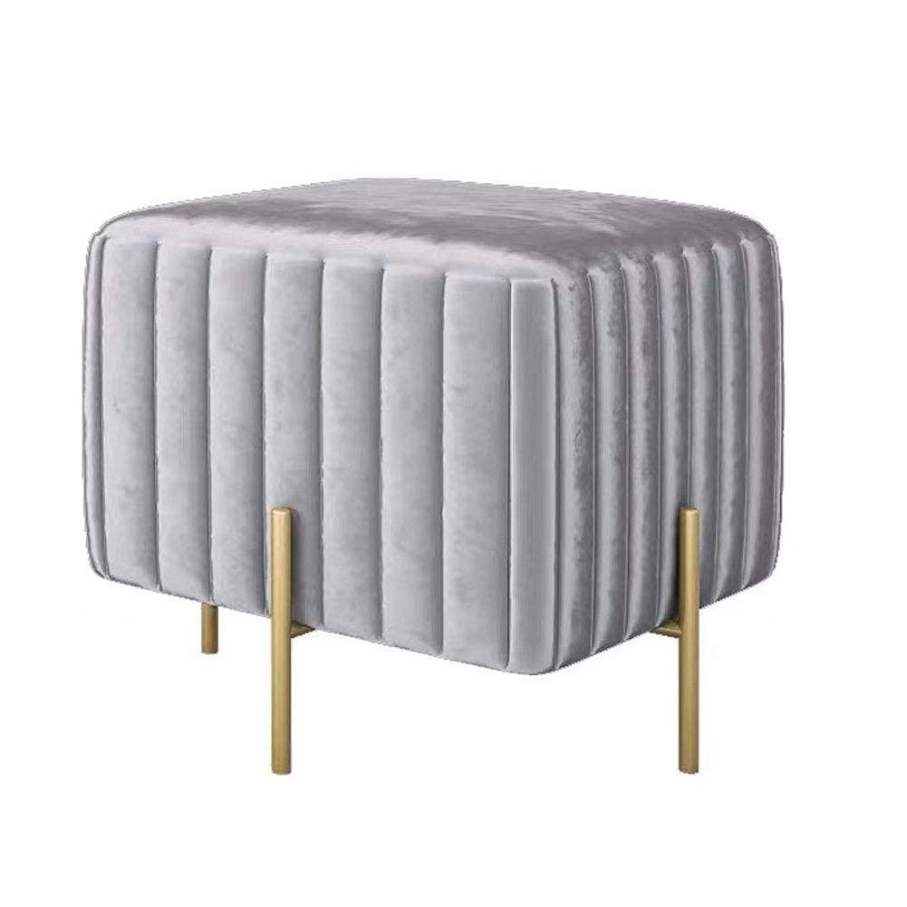 Pouf Ottoman en Velours Haut de Gamme avec Finitions Pieds Dorés Élégants