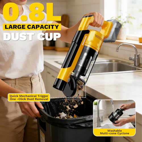 Image of Cordless Vacuum Cleaner Compatible with DeWalt 20V Battery, 8-in-1 Stick Vacuum with Pet Brush, 35KPA Suction, 350W Brushless Motor, LED Display Screen, for Carpet Floor Car (Battery Not Included)