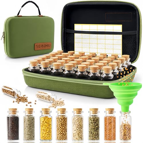 40 Slots Seed Storage Organizer Box, Sturdy Seed Organizer with Classic Vintage Design, Garden Seed Saver Kit with Label Stickers and Funnel, Airtight Seed Storage Container for Flowers, Vegetables