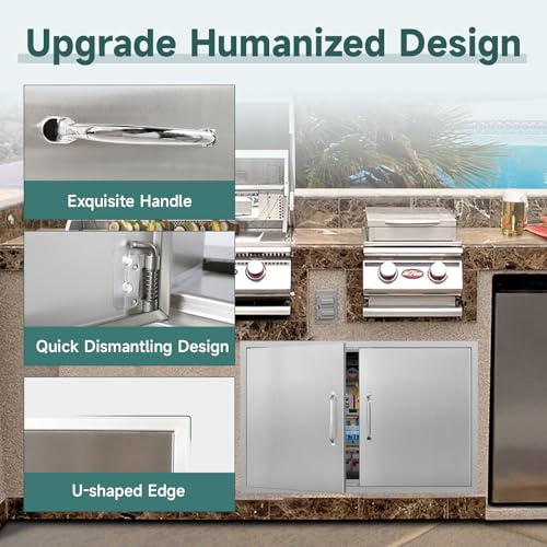 Outdoor-Kitchen-Doors-36W-x-23H-Inch-Stainless-Steel-Doors-Access-Door-with-Handles-Double-Access-Cabinet-Door-Flush-Mount-for-Grilling-Station-Outdoor-Kitchens-BBQ-Island-Cabinet-Silver Outdoor Kitchen Doors 36W x 23H Inch Stainless Steel Doors Access Door with Handles Double Access Cabinet Door Flush Mount for Grilling Station Outdoor Kitchens BBQ Island Cabinet Silver