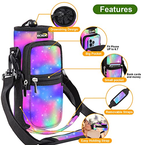 Image of RICHEN Neoprene Water Bottle Carrier Bag with Adjustable Shoulder Strap,Insulated Water Bottle Cover for Stainless Steel /Glass /Plastic Bottles