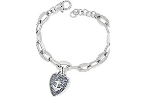 Anchor and Soul Link Heart Bracelet, Large, blue silver