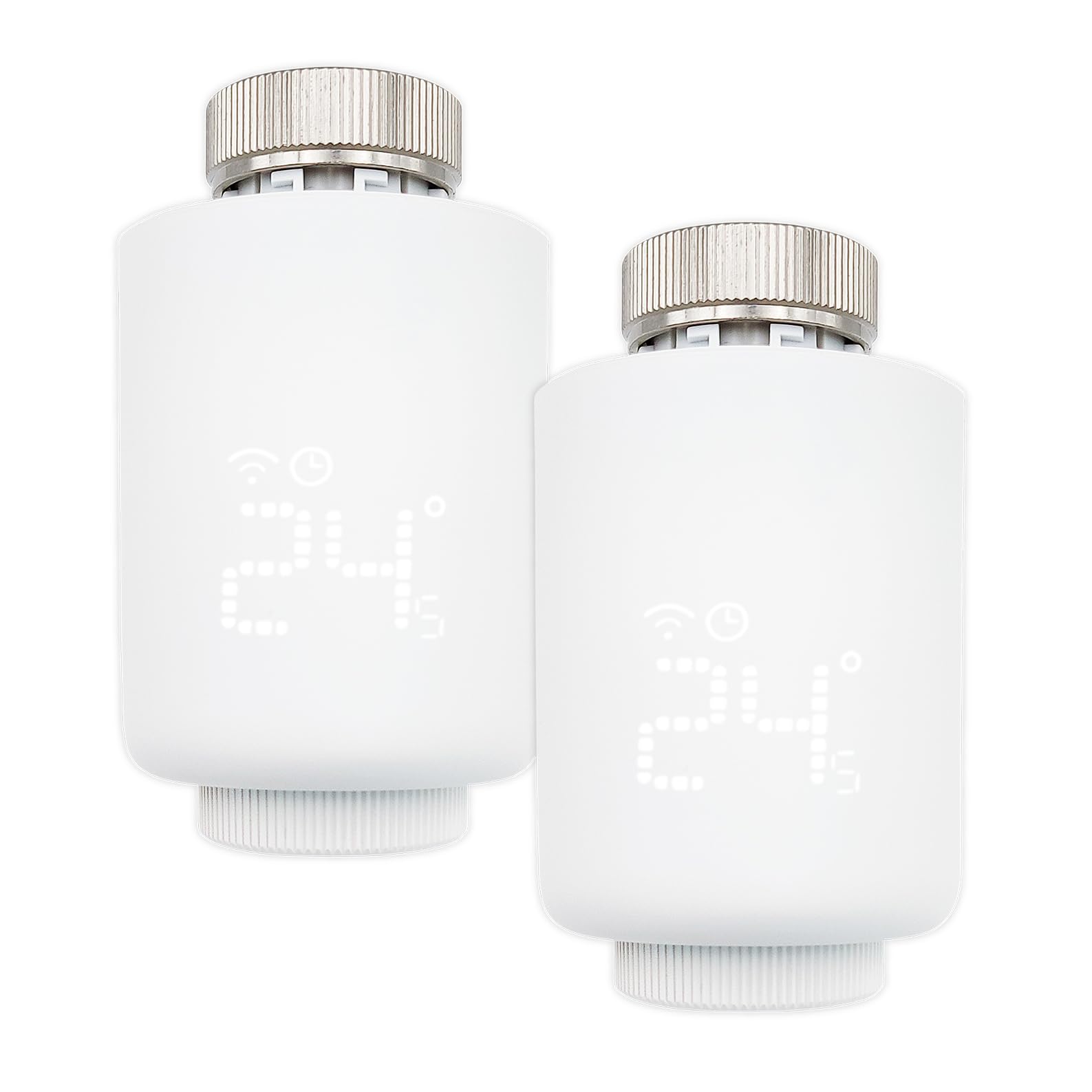 LED ATOMANT Pack 2X Valvula Termostatica Inteligente Zigbee para Radiador, Control por Voz y App, Programable, Compatible con Alexa y Google Home, Termostato Radiador WiFi, Color Blanco