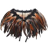 keland Damen Natural Feather Feather Schal Halloween Shrug Schwarz Poncho Kragen(Braun)