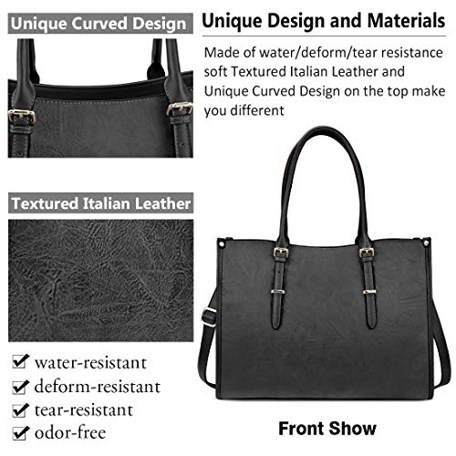 Laptop Bag For Women 15.6 Inch Waterproof Lightweight Leather Laptop Tote Bag Womens Professional Business Office Work Bag Briefcase Computer Bag Shoulder Handbag Black #TOP2