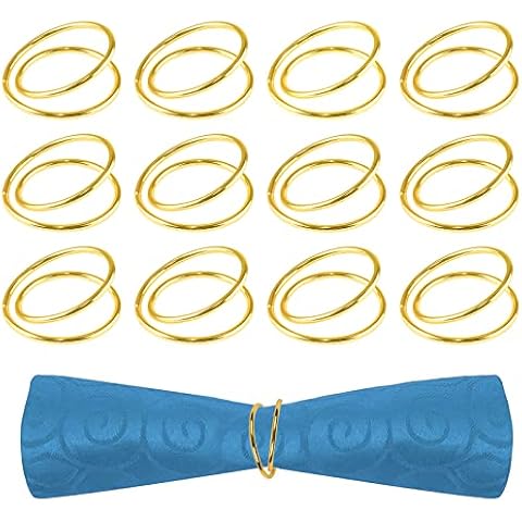 Hysagtek Gold Serviettenringe, 12 Stück Metall Serviettenring Set, Serviettenhalter Serviettenschnallen für Partys Abendessen Hochzeit Bankett Weihnachten Tischdekoration Cover