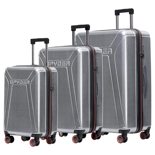 Spyder Traverse 3 Piece Luggage Set, 360° Spinner Wheels, TSA Approved Lock, (20 Inch Carry On, 25 Inch Medium, 29 Inch Large), Silver