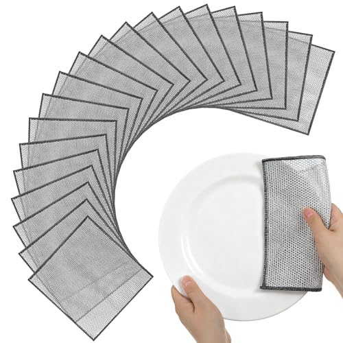 Yuanchu 20 Stück Mehrzweck Draht Spüllappen, Wiederverwendbare Reinigungstücher Für Nass Und Trocken, Doppellagige Geschirrspültücher Für Pfanne, Topf, Herd, Küche, Haushalt