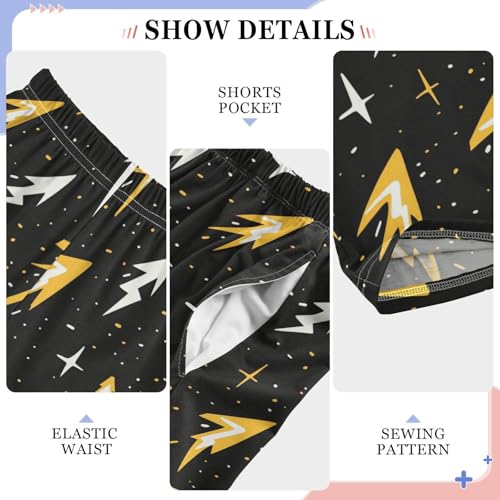 Boys' Pants Yellow White Lightning Bolt Dots Long Bottoms Jogger Pants Elastic Waist Trousers with Pockets S-XL4