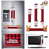 JOYIN 5 Pieces Christmas Fridge Handle Covers for Kitchen Refrigerator Microwave Oven Dishwasher Decoration Appliance, Xmas Santa Indoor Decor, Party Favor Supplies, Washable Holiday Door DΓ©cor
