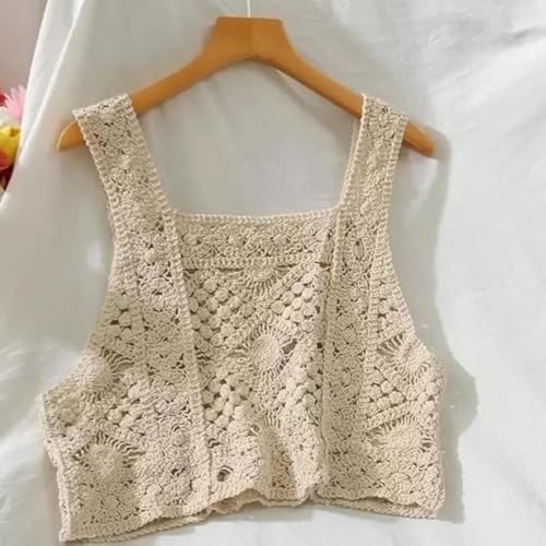 Image of NAIADES Women's Handmade Crochet Crop Top, Sleeveless Top for Women,Comfortable Fit