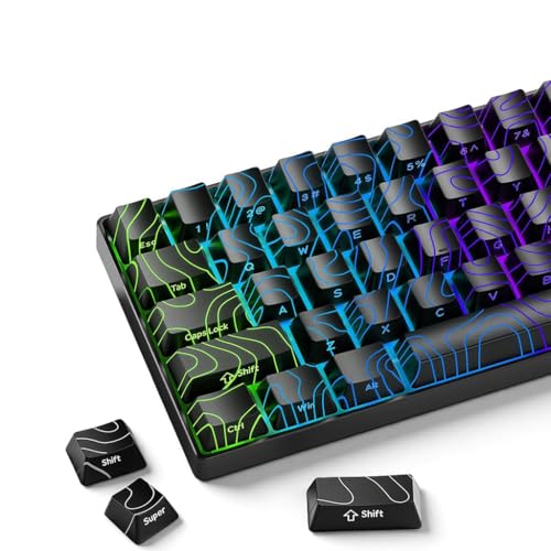 Image of ZORBES130-Key Custom Topographic Keycaps, Fashion Contour Line Design,Minimalist Line Backlit Mechanical Keyboard Gaming Keboard Keycap Set