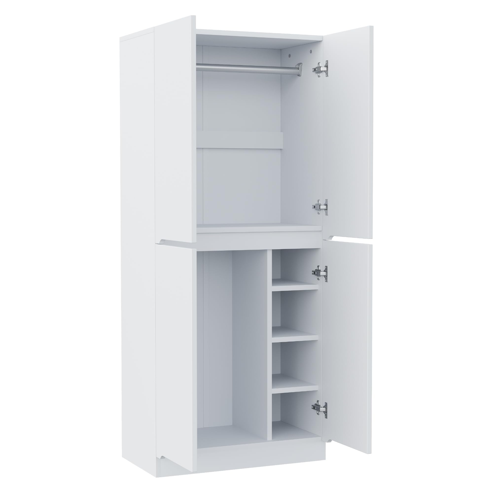 Armadio 70 × 40 × 170 cm, design a doppia porta con piccolo vano portaoggetti, bianco