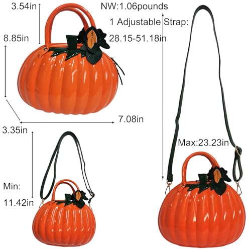 Image of Men and Women PVC Pumpkin Shaped Crossbody Shoulder Bag Handbag Halloween Pumpkin Purse