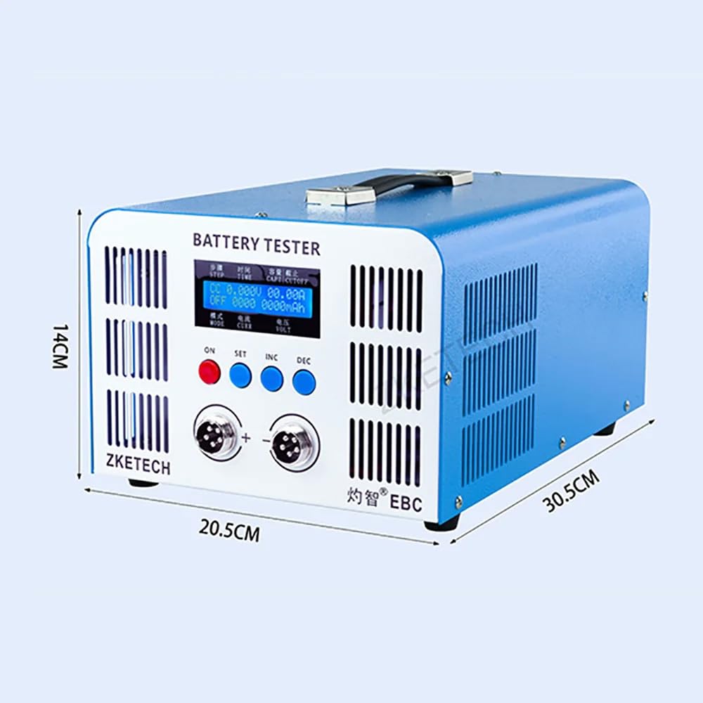 Toplionace Probador de Descarga de Baterías de Litio de 50A, Medidor de Capacidad de Baterías de Potencia Ternaria LiFePO4/Li-Ion, Programable en 6 Pasos, EBC-A50L